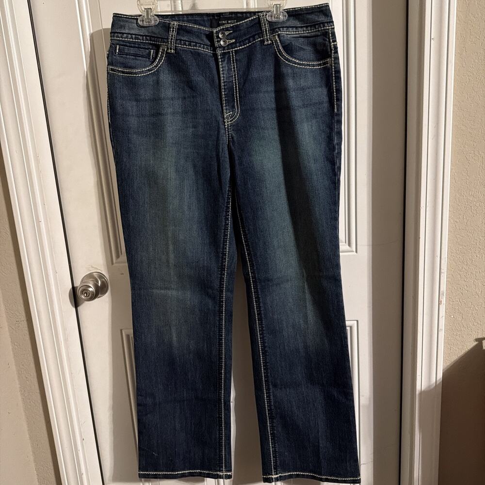 Nine West Bootcut Jeans Womens 14/31 Blue Medium Wash Denim 14 Embroidered
